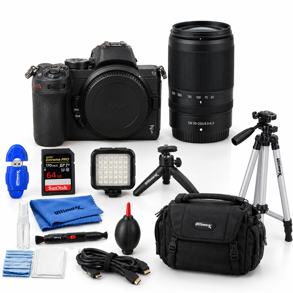 Nikon Z 5 Mirrorless Digital Camera and Z DX 50-250mm VR Lens - 64GB Bundle