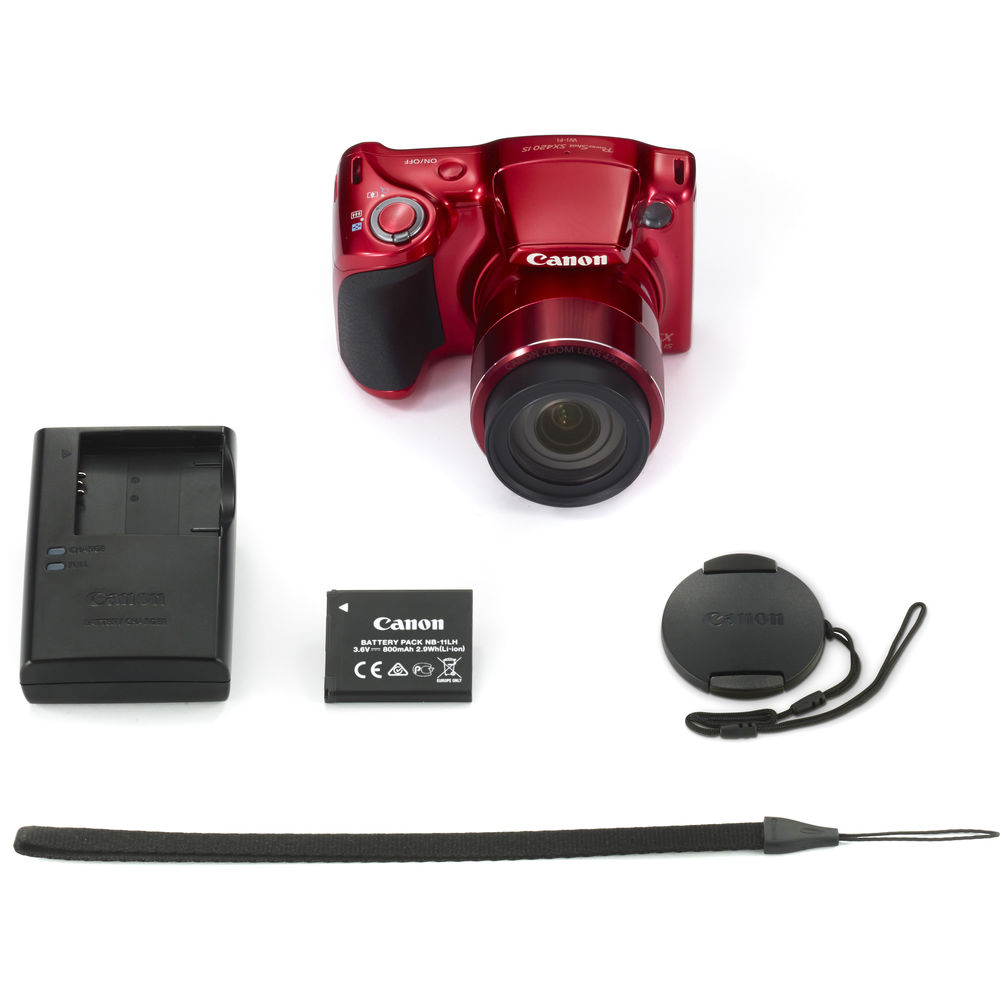 Canon PowerShot SX420 IS 20MP Digital Camera (Red) 1069C001 - 7PC Accessory Kit