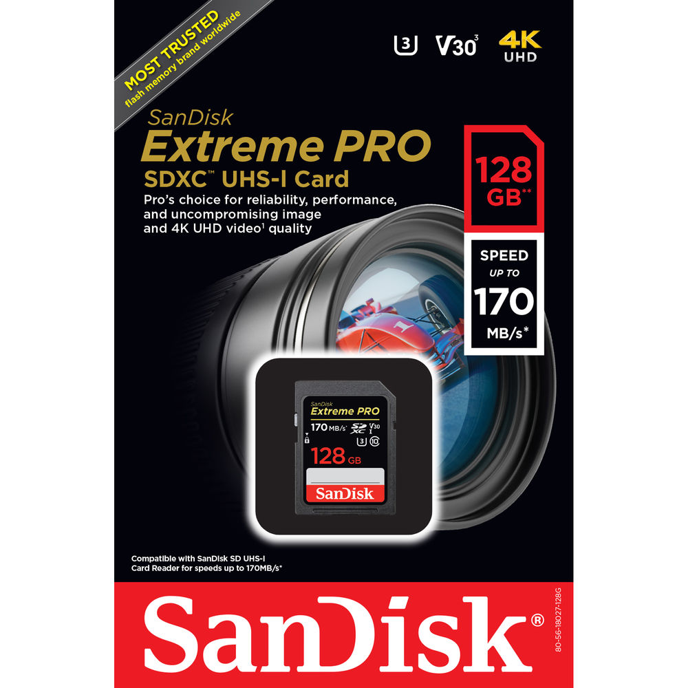 SanDisk 128GB Extreme PRO UHS-I SDXC Memory Card - SDSDXXY-128G-ANCIN