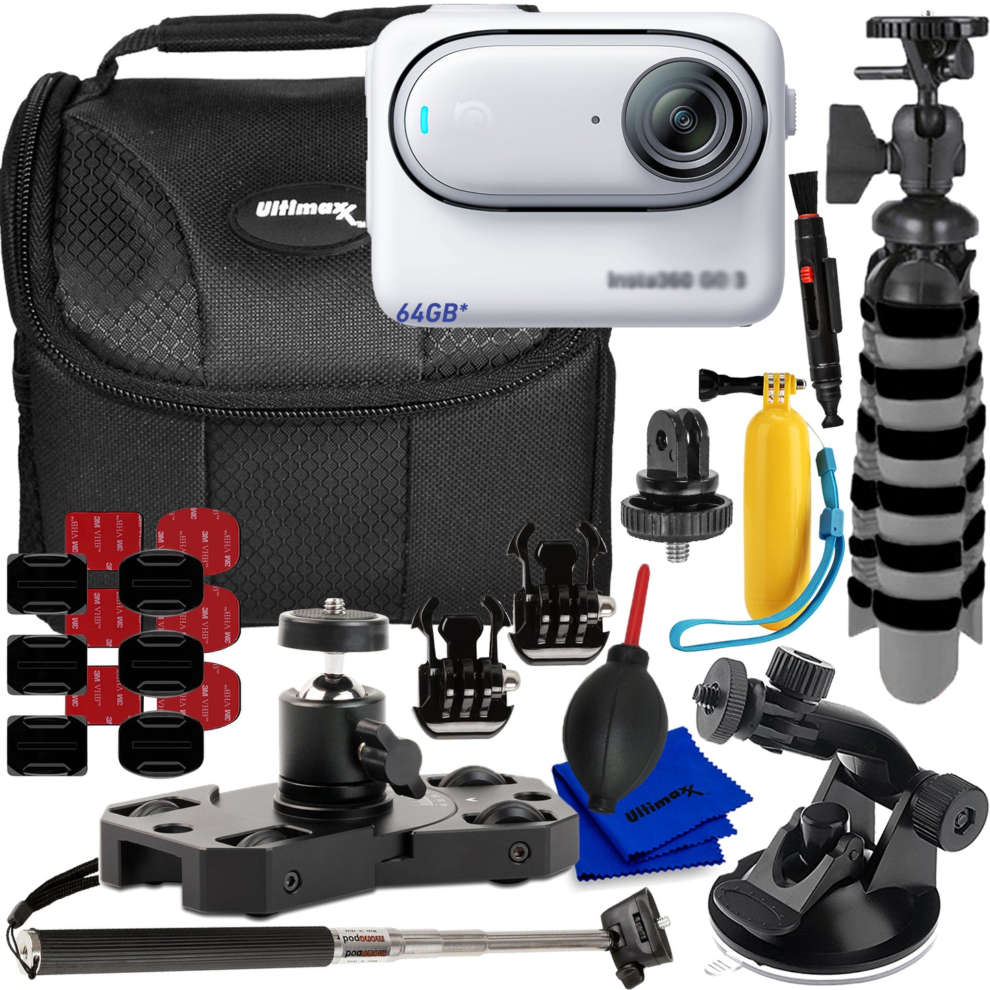 Insta360 GO3 S Standard Edition (Arctic White, 64GB) - 12PC Bundle