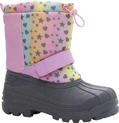 AQUAKIX Pink Metallic Hearts and Stars Print Snow Boots (T10)