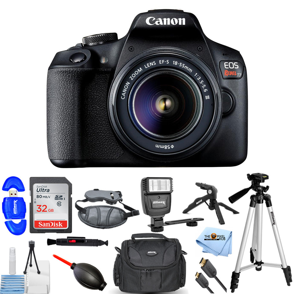 Canon EOS Rebel T7 avec objectif EF-S 18-55 mm - Ensemble d'accessoires 12 pièces