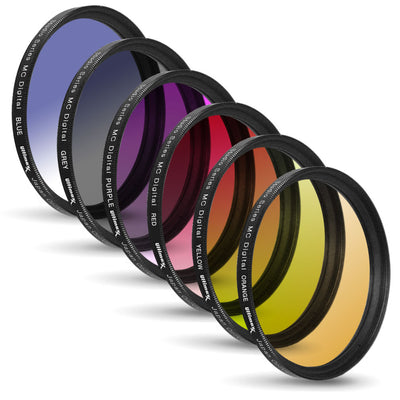 Kit de filtres de couleur progressifs professionnels multicouches, 52 mm, 6 pièces, avec portefeuille