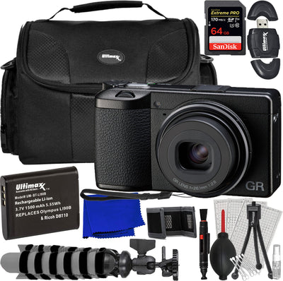 Ricoh GR IIIx HDF Digital Camera 01283 - 12PC Accessory Bundle