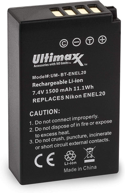 2x batteries et chargeur ENEL20 EN-EL20 pour Nikon P1000, J1, J2, J3, S1, V3