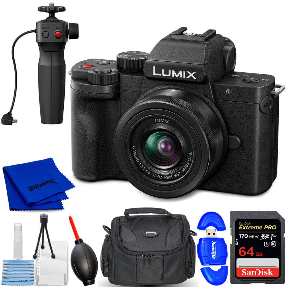 Panasonic Lumix G100 Mirrorless Camera with 12-32mm Lens and Tripod Grip Bundle