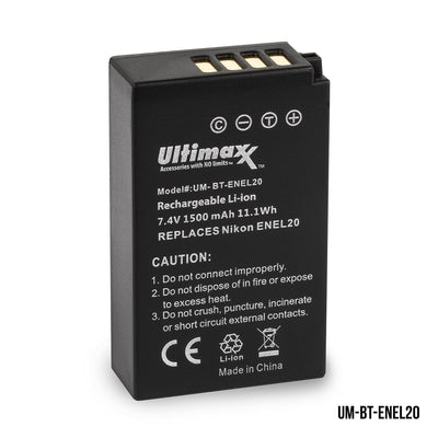 Batterie de remplacement ULTIMAXX ENEL20 (1500 mah) pour Nikon 1 J1 J2 J3 S1