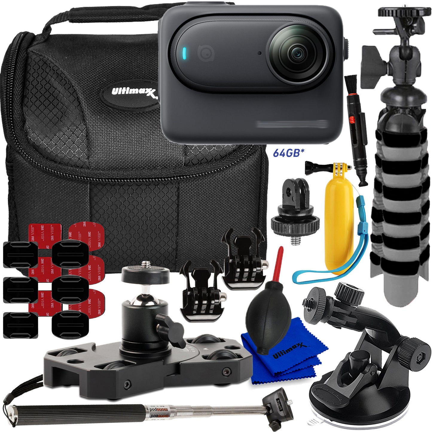 Insta360 GO3 S Standard Edition (Midnight Black, 64GB) - 12PC Accessory Bundle