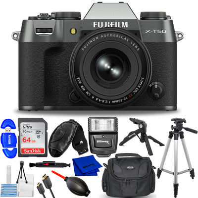 FUJIFILM X-T50 Mirrorless Camera with XF 16-50mm Lens Charcoal Silver - Kit