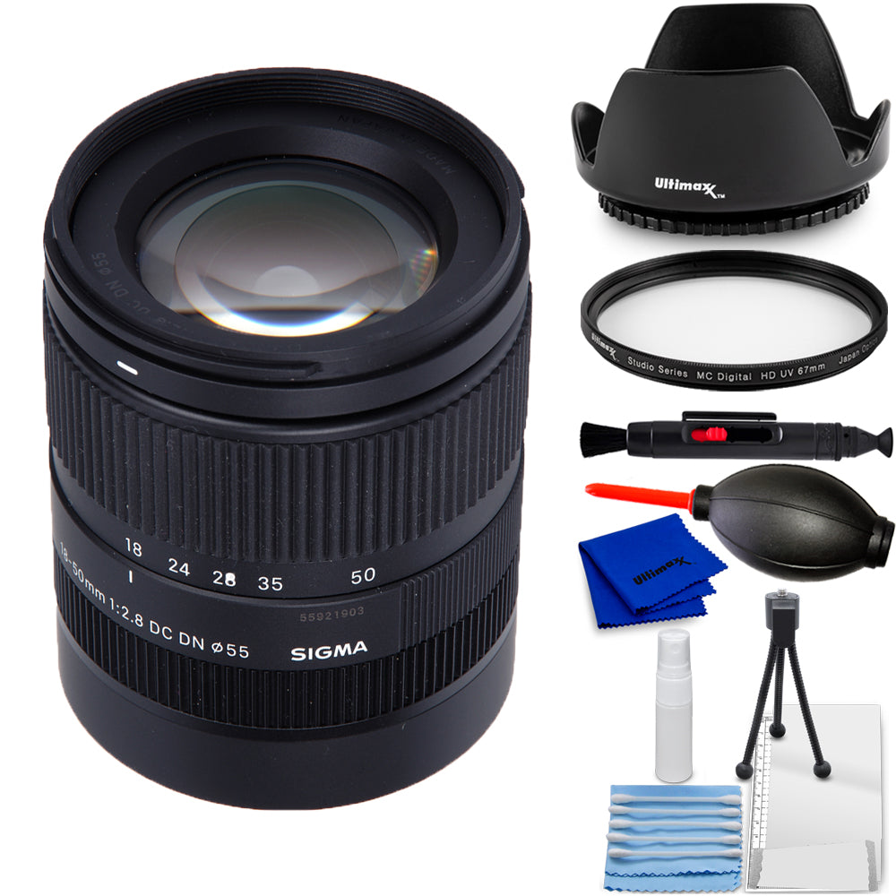 Sigma 18-50mm f/2.8 DC DN Contemporary Lens for Canon RF 585972 - 7PC Bundle