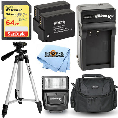 2x batterie BLC12 64 Go ensemble d'accessoires pour Panasonic FZ200 FZ1000 DMC-GH2 G7 GX8