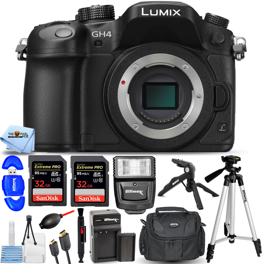Panasonic Lumix DMC-GH4 Mirrorless Digital Camera Body - 15PC Accessory Bundle