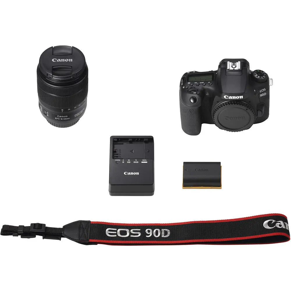 Reflex numérique Canon EOS 90D avec 18-135 mm + 75-300 mm + 64 Go + Flash