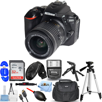 Appareil photo reflex numérique Nikon D5600 24,2 MP avec objectif 18-55 mm 1576 + 32 Go + pack flash