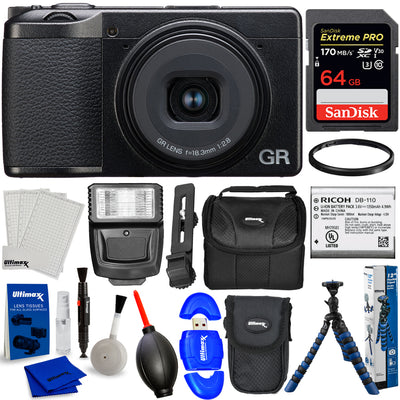 Ricoh GR III HDF Digital Camera 01272 - 10PC Accessory Bundle