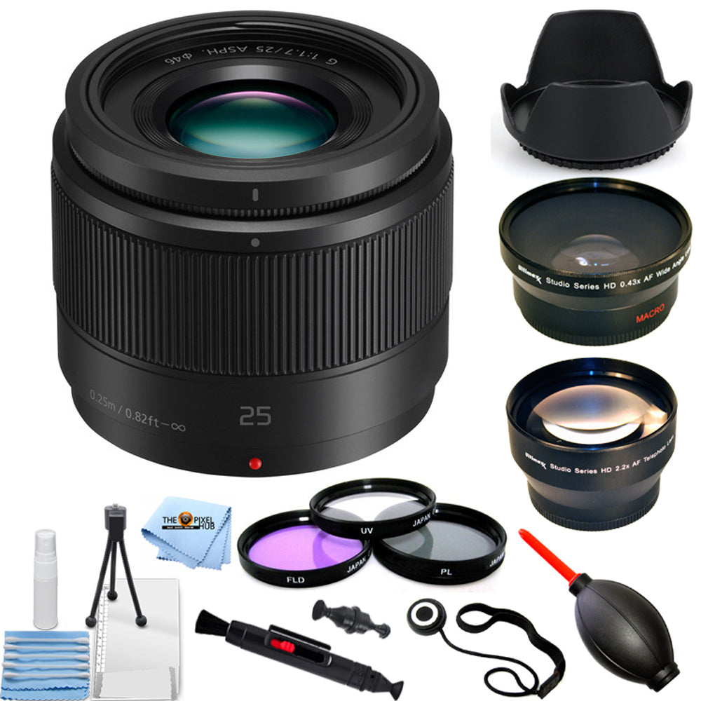 Panasonic Lumix G 25 mm f/1,7 ASPH. Objectif H-H025K + Kit téléobjectif et grand angle