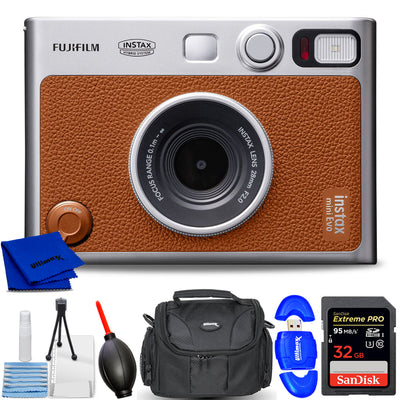 FUJIFILM INSTAX MINI EVO Hybrid Instant Camera (Brown) 16812534 - 7PC Bundle Fujifilm