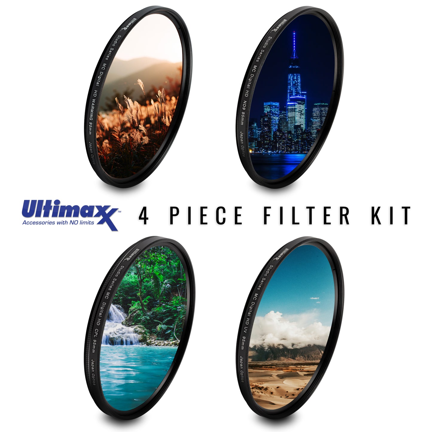 ULTIMAXX Kit de filtres HD multicouches 105 mm, 4 pièces, 105 mm (UV, CPL, réchauffement, FLD)