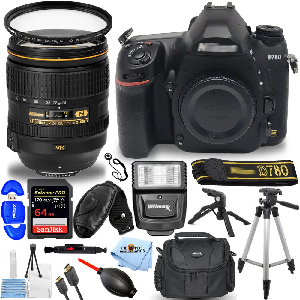 Appareil photo reflex numérique Nikon D780 et objectif AF-S NIKKOR 24-120 mm - Ensemble d'accessoires 15 pièces
