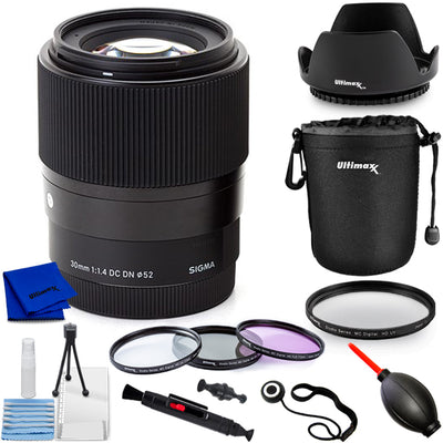 Sigma 30mm f/1.4 DC DN Contemporary Lens for Sony E + Filter Kit + Pouch Bundle Sigma