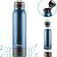 Vacuum Insulated Premium Water Bottle with Rechargeable Bluetooth Speaker - Steel Double Wall Design + Lights - NAVY BLUE