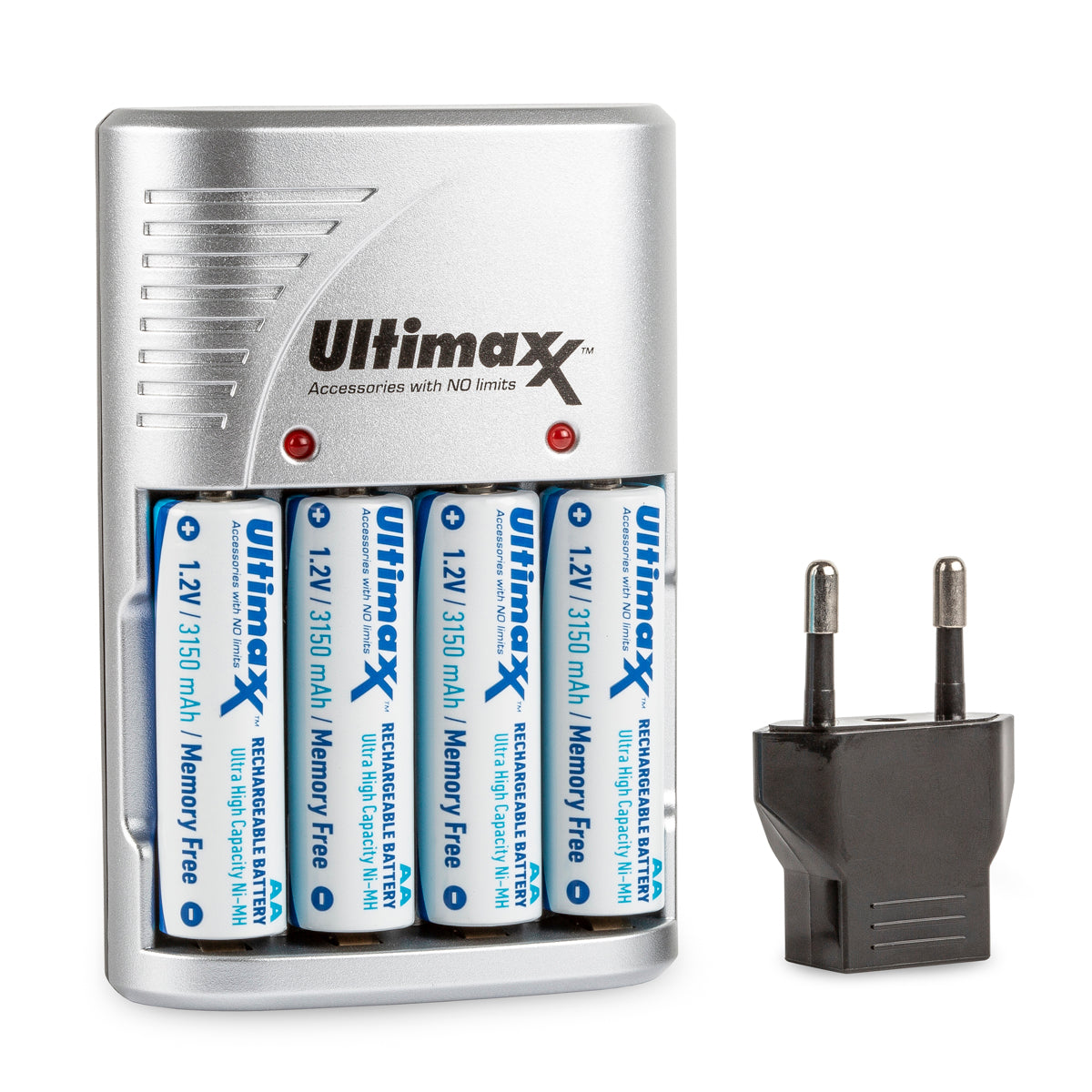 4 piles rechargeables AA NiMH 3150 mAh ultra haute capacité avec chargeur