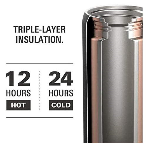 Ultimaxx Vacuum Insulated Premium Water Bottle with Rechargeable Bluetooth Speaker - Steel Double Wall Design + Lights, Convenient drinking spout, Lid Lock, and Carry Handle (700ml/23.6 oz)