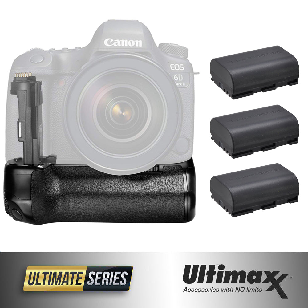 Pro Camera BG-E21 Battery Grip Replacement for 6D Mark II + 3 Extra Batteries