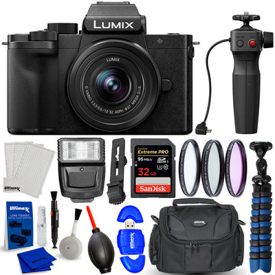 Panasonic Lumix G100 Mirrorless Camera with 12-32mm Lens + Tripod Grip 10PC Kit