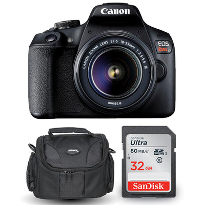 Canon EOS Rebel T7 with 18-55mm f/3.5-5.6 + Sandisk Ultra 32GB and Gadget Bag