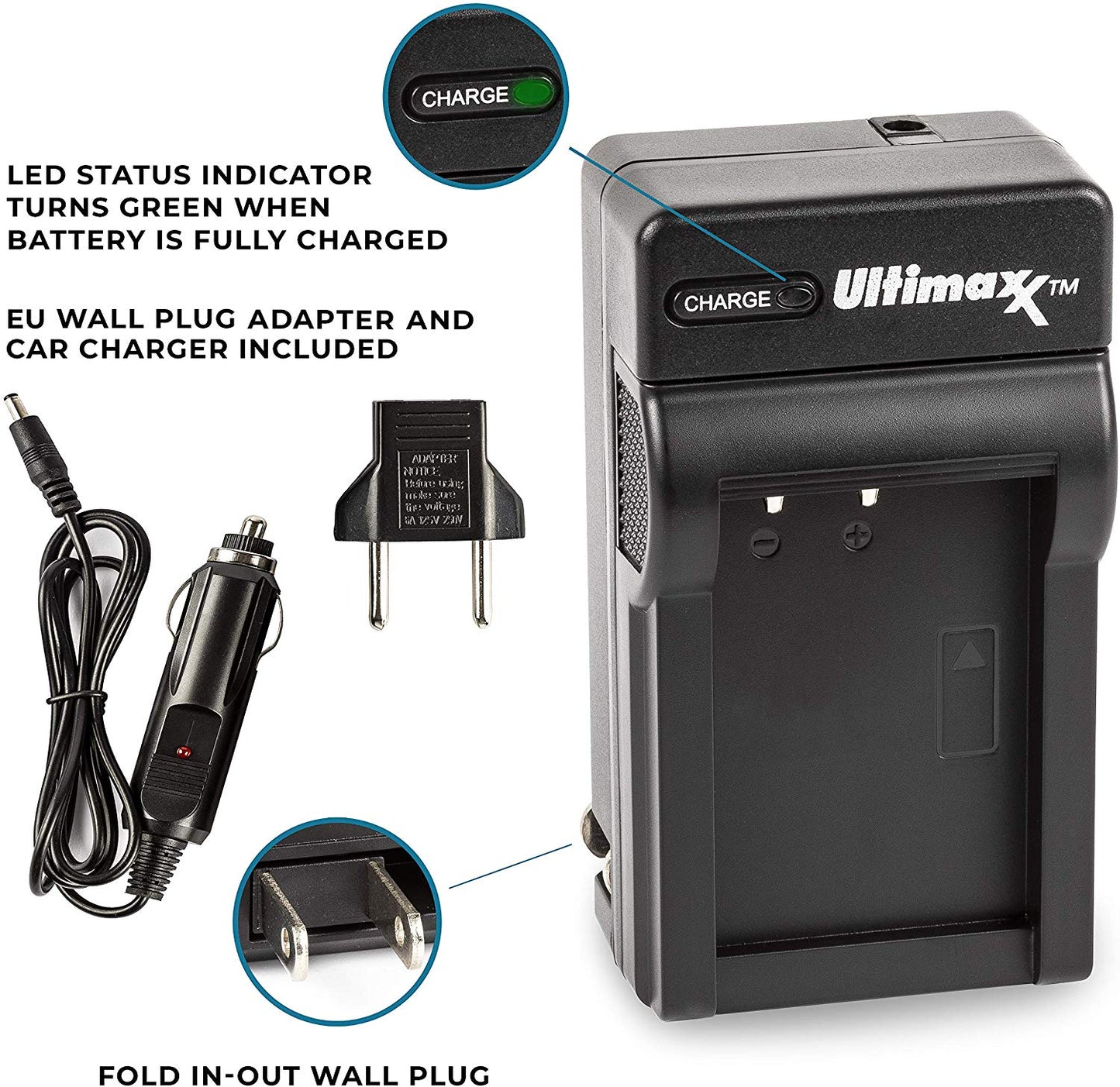 Batterie de remplacement ULTIMAXX et chargeur de voyage pour Nikon EN-EL23