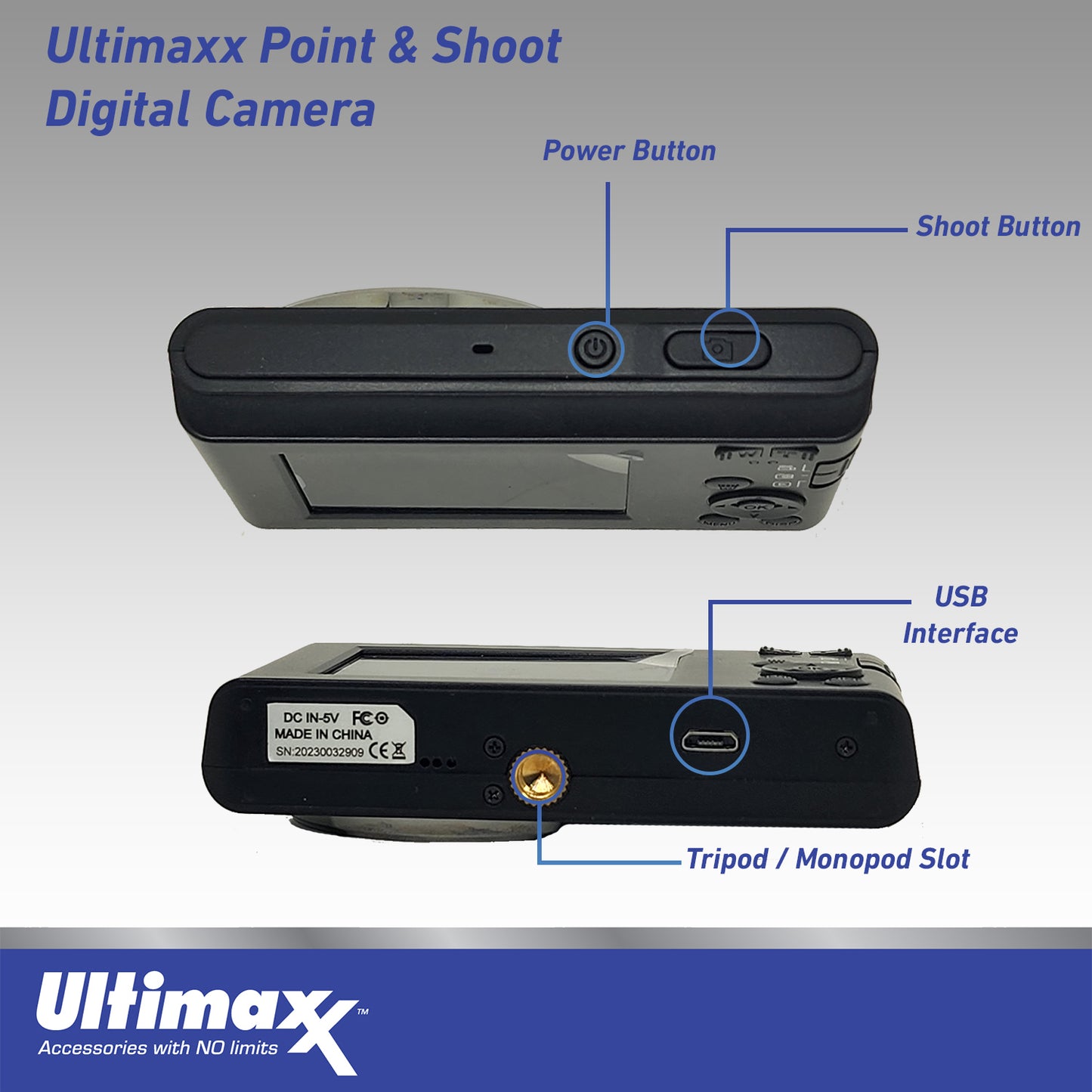 Ultimaxx 44MP Digital Compact Camera with 16x Digital Zoom w/ 32GB Card Kit