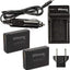 ULTIMAXX Travel Charger + 2x Replacement Battery for Canon LPE10 1600mah