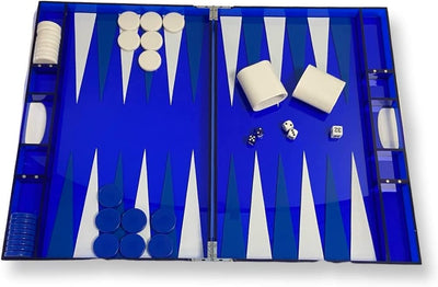 Lucite Acrylique Backgammon Set 45,7 cm Grande planche et pièces de qualité supérieure (Bleu clair)