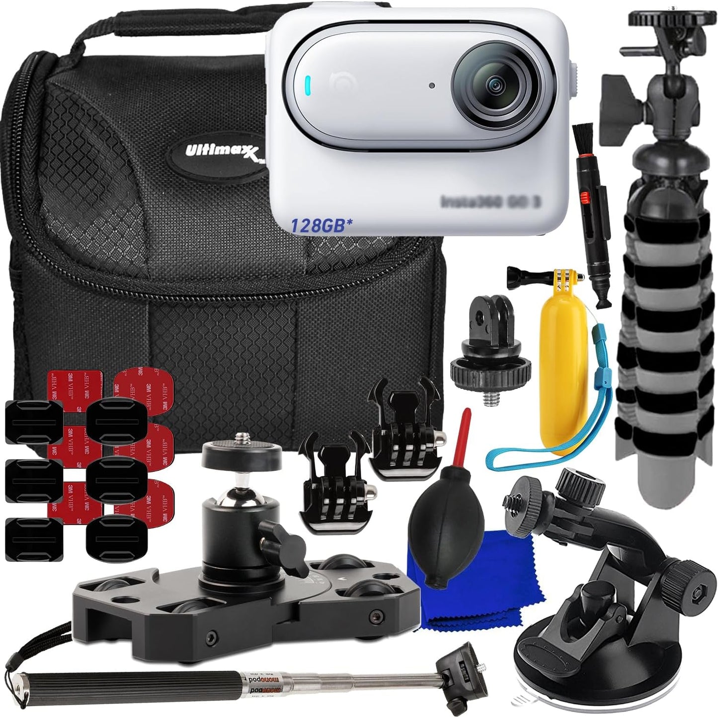 Insta360 GO3 S Standard Edition (Arctic White, 128GB) - 12PC Accessory Bundle