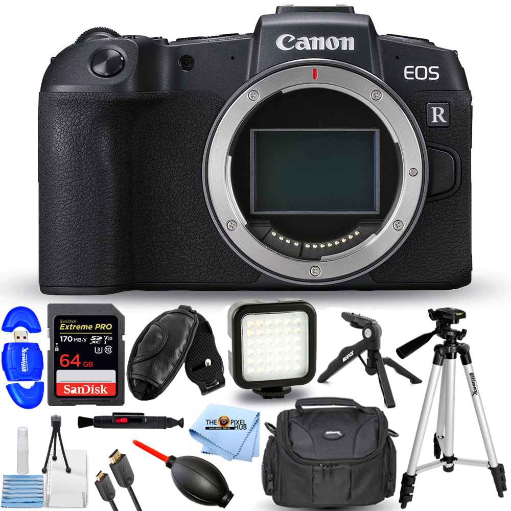 Appareil photo numérique sans miroir Canon EOS RP (boîtier uniquement) + 64 Go + kit d'éclairage LED