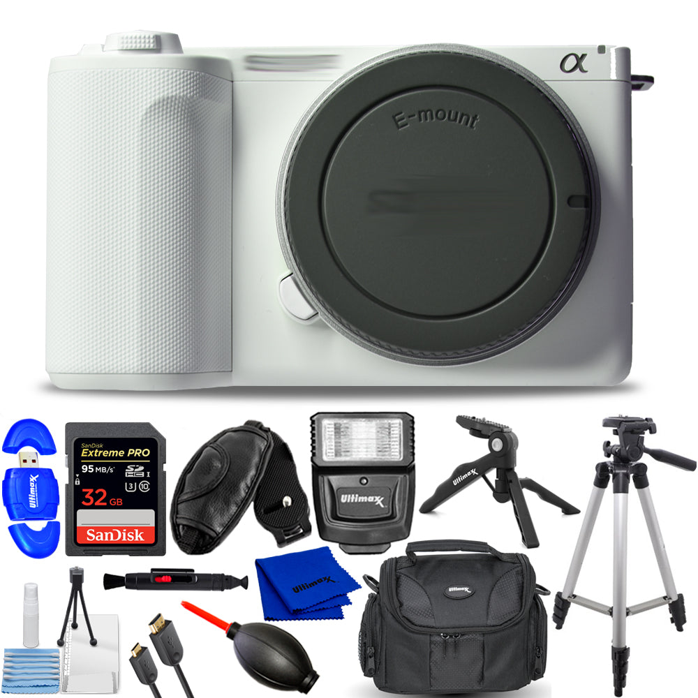 Sony ZV-E10 II Mirrorless Camera (White) ZVE10M2W - 12PC Accessory Bundle