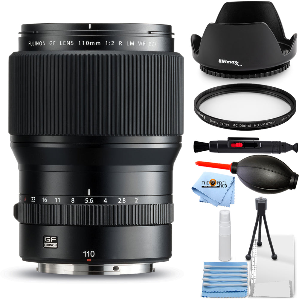 FUJIFILM GF 110mm f/2 R LM WR Lens 600018568 - 7PC Accessory Bundle