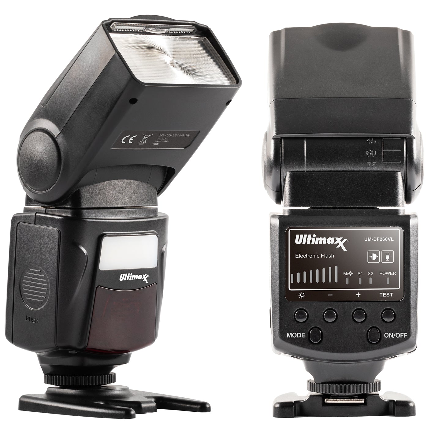 Ultimaxx Dynamic DF260VL Flash Speedlite avec lumière LED pour Canon Nikon Fujifilm