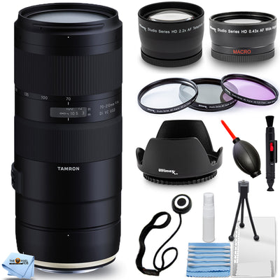 Tamron 70-210mm f/4 Di VC USD Lens for Canon EF + Filter Kit + Tulip Hood Bundle