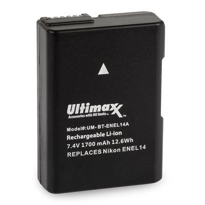 Batterie lithium-ion de remplacement ULTIMAXX EN-EL14A pour Nikon D5600 D5500 D5300