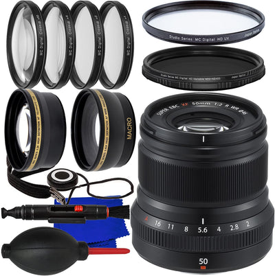 Objectif FUJIFILM XF 50 mm f/2 R WR (noir) 16536611 - Lot d'accessoires 10 pièces