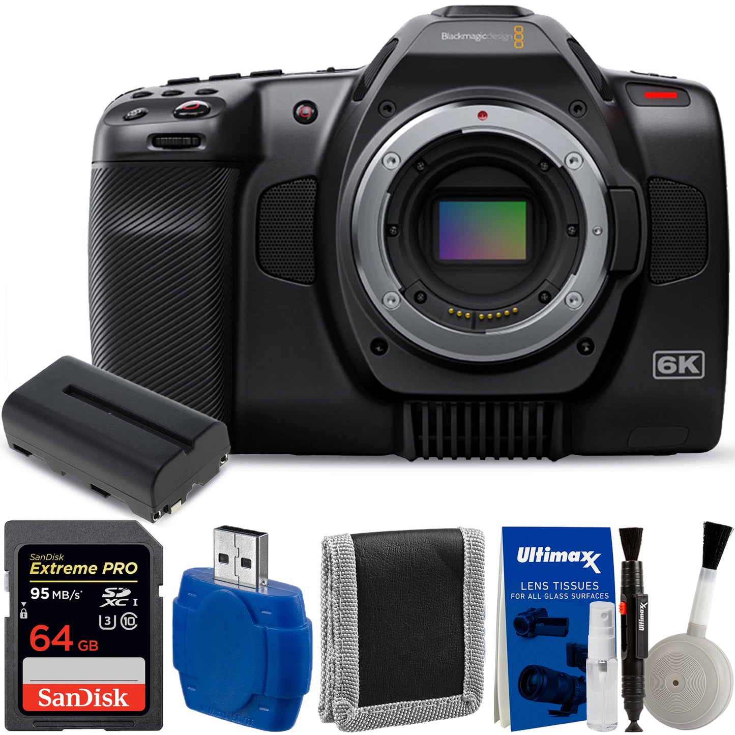 Blackmagic Design Pocket Cinema Camera 6K Pro Canon EF + EXT BATT + 64 Go Bundle