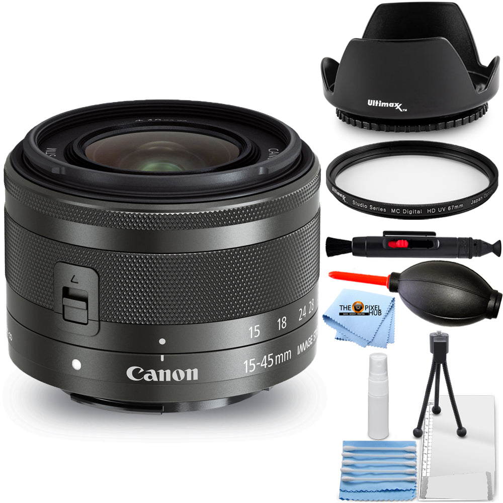 Objectif Canon EF-M 15-45mm f/3.5-6.3 IS STM (Graphite) + Kit UV - Neuf dans sa boîte blanche