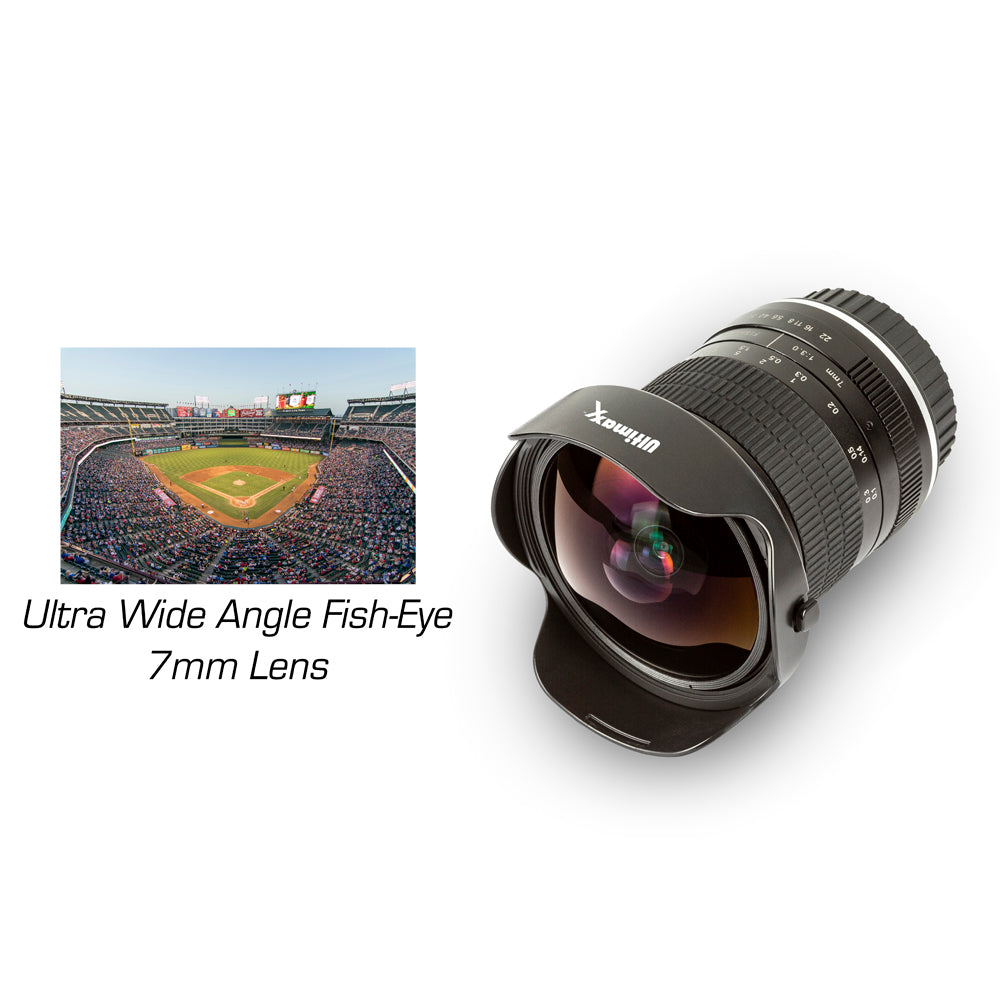 ULTIMAXX 7mm f/3.0 Aspherical Fisheye Lens for Sony NEX DSLRs - Ultra Wide Angle