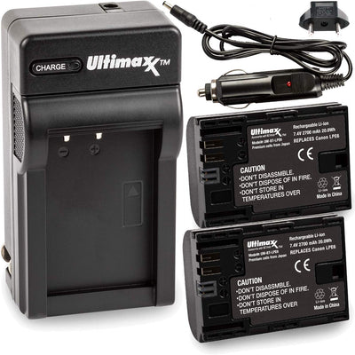 Chargeur de voyage ULTIMAXX + batterie de remplacement pour Canon LPE6