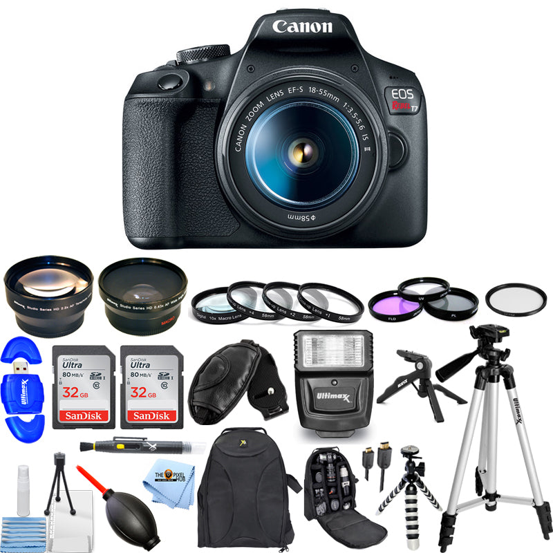 Canon EOS Rebel T7 Kit de 3 objectifs pour appareil photo 18-55 mm + 32 Go + Flash