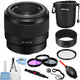 Sony FE Autofocus Motor 50mm f/1.8 Lens (Black) + Filter Kit + Pouch Bundle Sony
