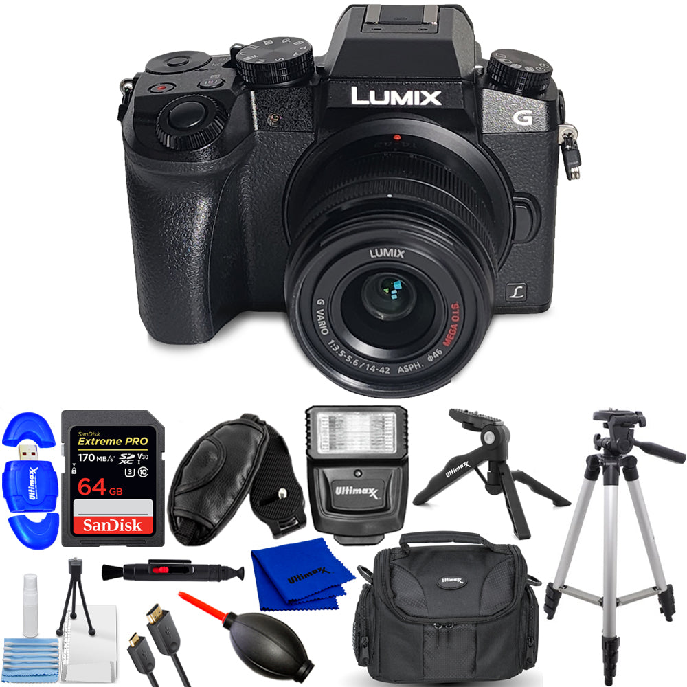 Panasonic Lumix G7 Mirrorless Camera with 14-42mm Lens (Black) Accessory Bundle