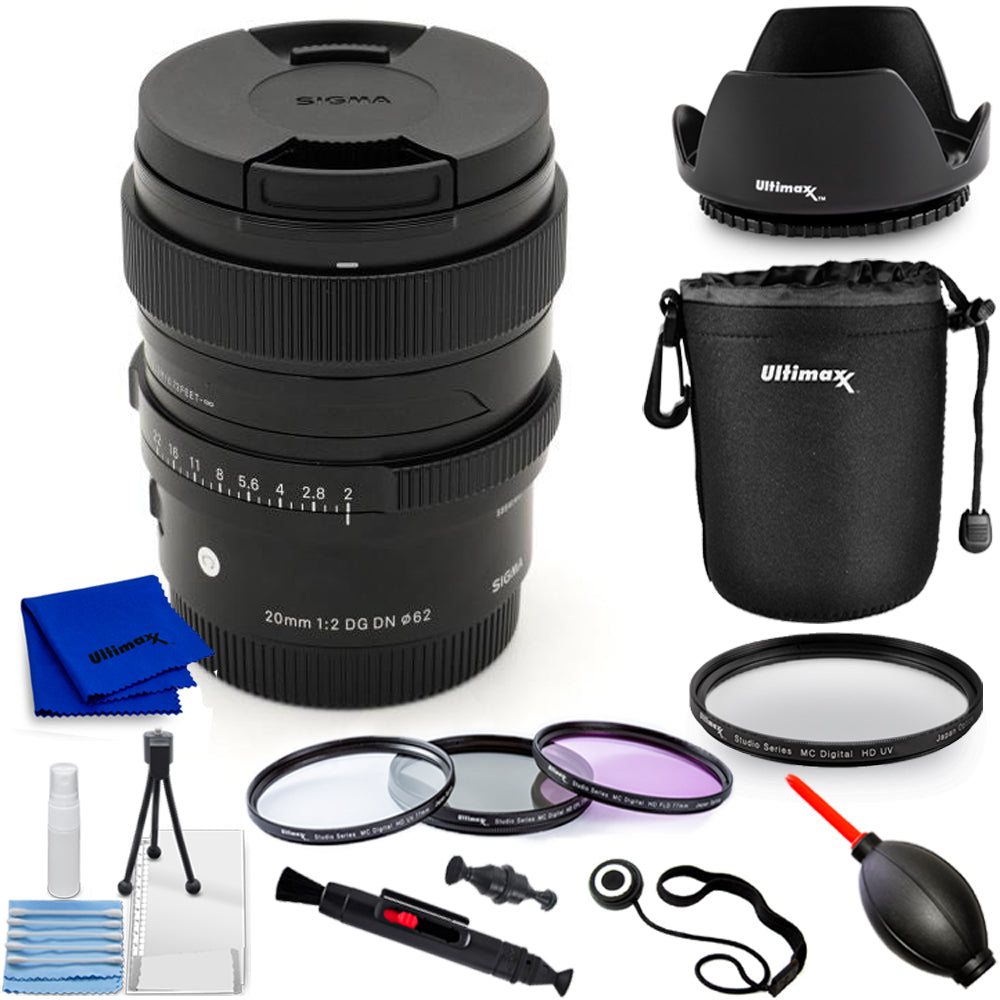 Sigma Objectif contemporain 20 mm f/2 DG DN pour Sony E 490965 – Lot d'accessoires 10 pièces